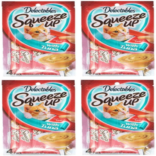 Delectables Squeeze up Hartz Cat Treats Bundle of 4 Flavor Pouches, 2.0 Oz Each (Tuna) Animals & Pet Supplies > Pet Supplies > Cat Supplies > Cat Treats Delectables   