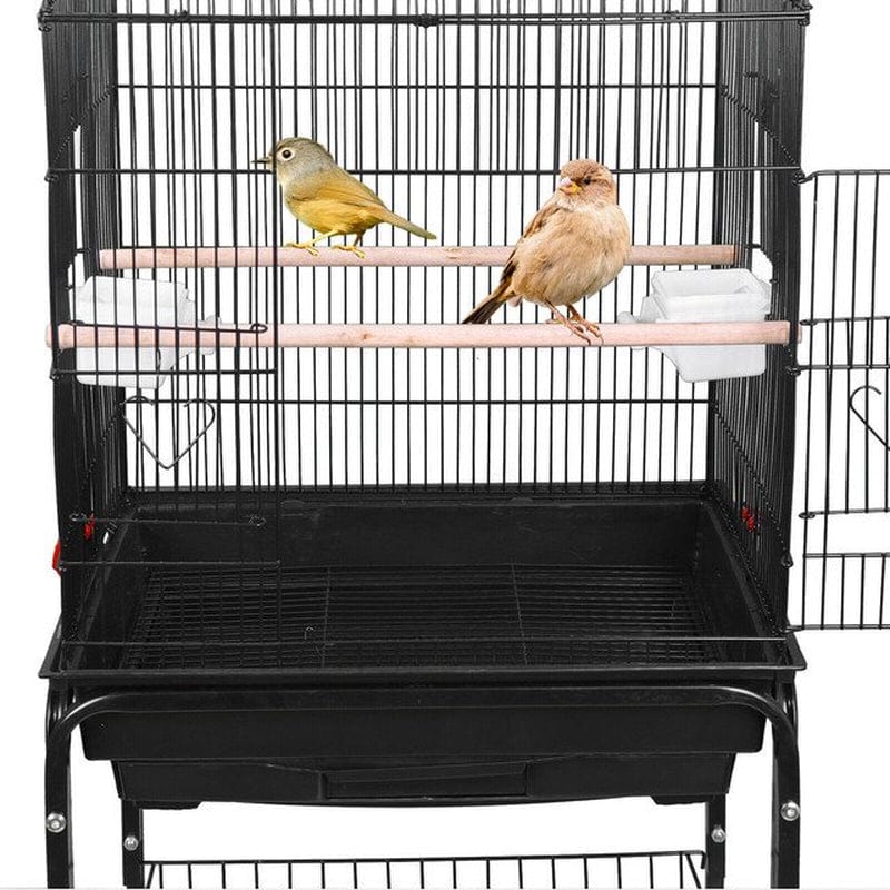 59'' Rolling Parakeet Finch Budgie Conure Lovebird House Bird Cage with Stand Animals & Pet Supplies > Pet Supplies > Bird Supplies > Bird Cages & Stands Just QT   