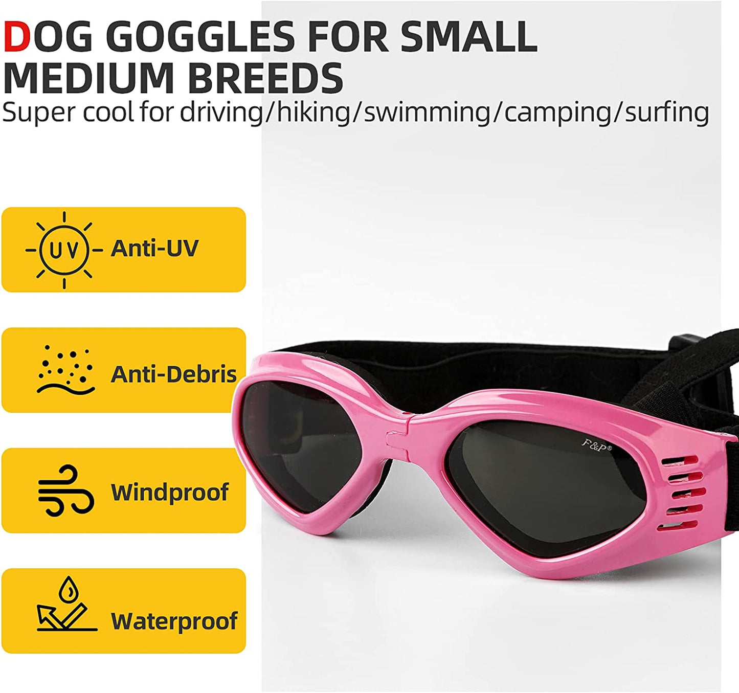 Dog Goggles for Small Dogs, Pet Sunglasses Adjustable Eye Wear Protection Windproof Sunglasses Animals & Pet Supplies > Pet Supplies > Dog Supplies > Dog Apparel CETYFY.CO   