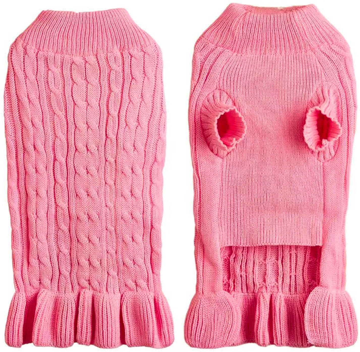 Dog Sweater Dress, Dog Pullover Knitwear Pet Sweater Warm for Fall Winter, Dog Coat for Small Medium Dogs with Size S-XL (X-Large, Pink) Animals & Pet Supplies > Pet Supplies > Dog Supplies > Dog Apparel Bwealth   