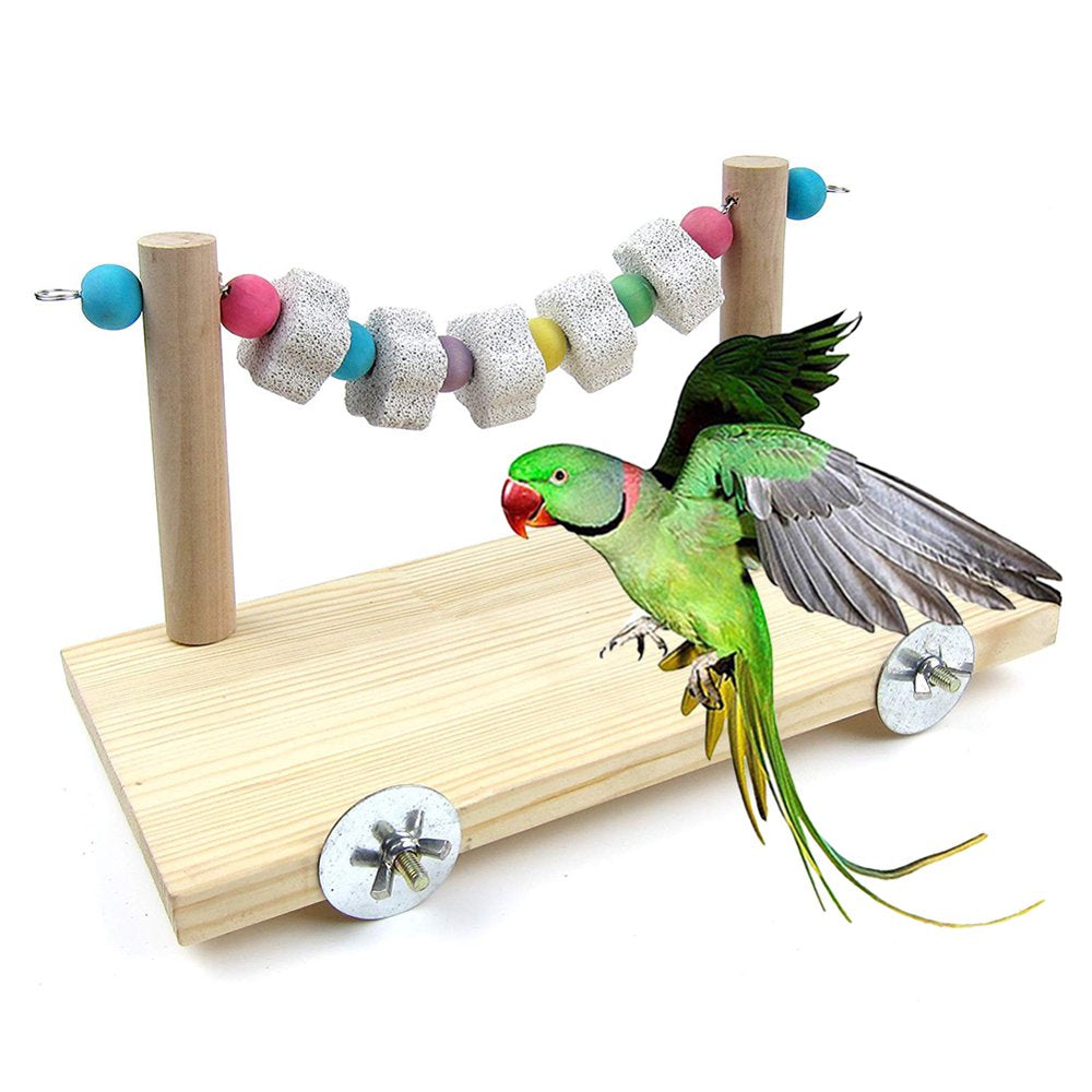 Jiaqi Pet Bird Parrot Wood Stand Platform Molar Mineral Stone Cage Mounted Chew Toy Animals & Pet Supplies > Pet Supplies > Bird Supplies > Bird Toys JiaQi   