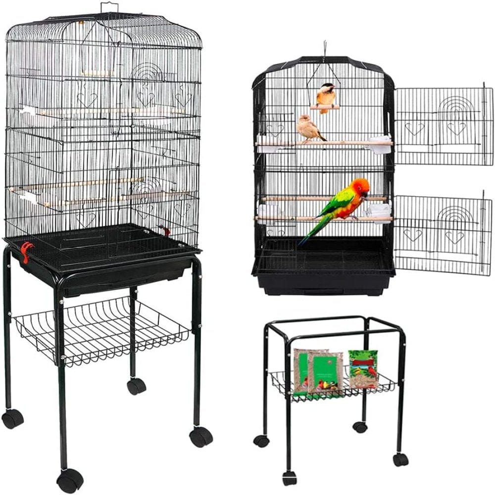 593 Bird Cage Detachable Rolling Stand Medium Pet Birdcage for Cockatiel Sun Conure Parakeet Finch Budgie Lovebird Canary Pet Bird Cage Animals & Pet Supplies > Pet Supplies > Bird Supplies > Bird Cages & Stands JayDAYon   