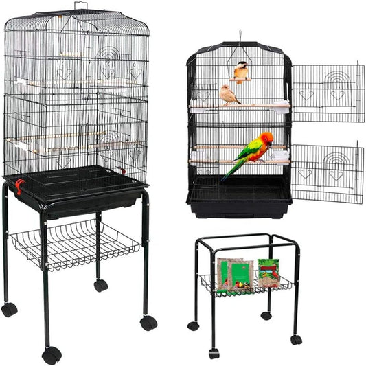 593 Bird Cage Detachable Rolling Stand Medium Pet Birdcage for Cockatiel Sun Conure Parakeet Finch Budgie Lovebird Canary Pet Bird Cage Animals & Pet Supplies > Pet Supplies > Bird Supplies > Bird Cages & Stands JayDAYon   