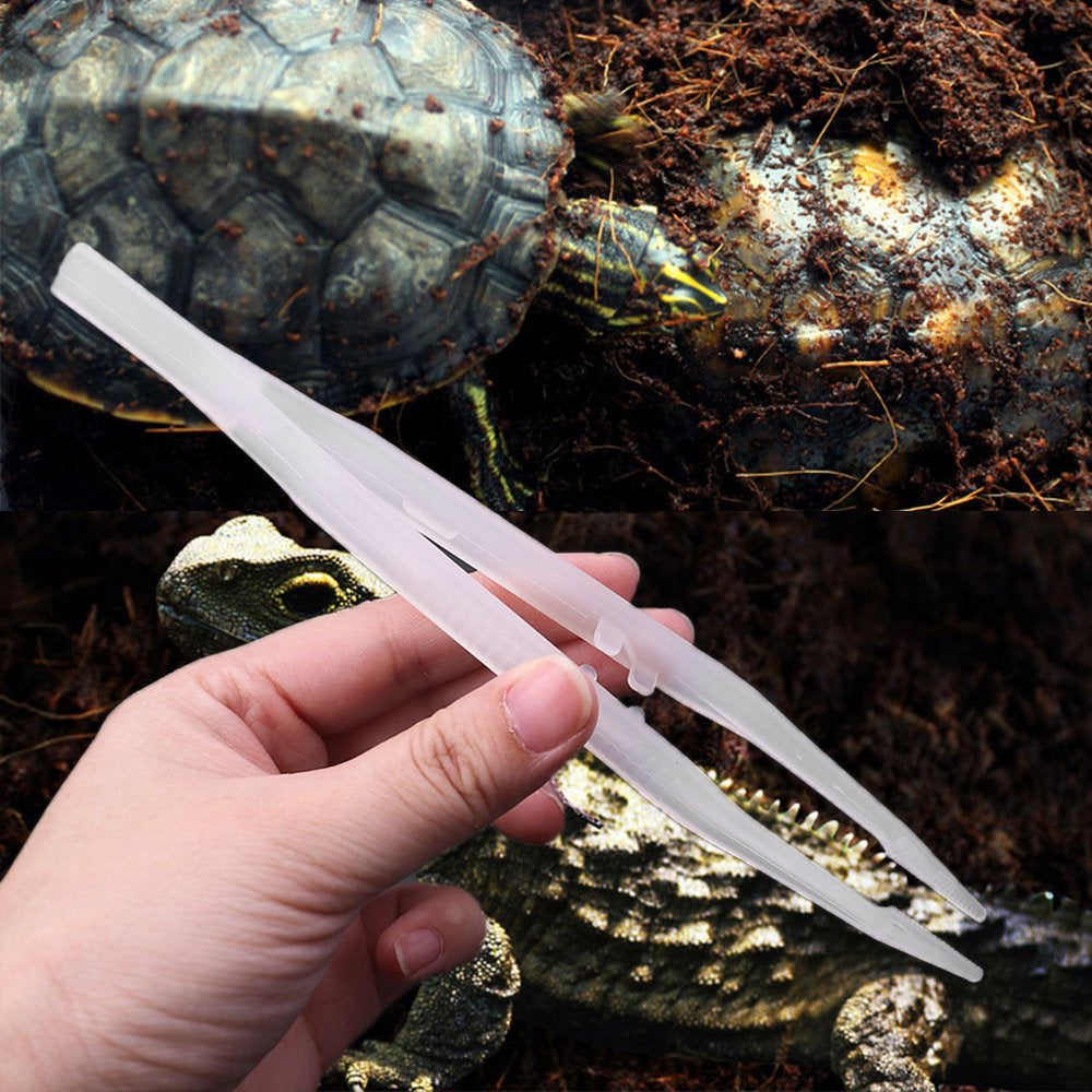 Reptile Feeding Clip Poop Cleaning Tool Amphibian Feeding Tweezers Plastic Pliers Long Handle for Fish Insects Aquariums