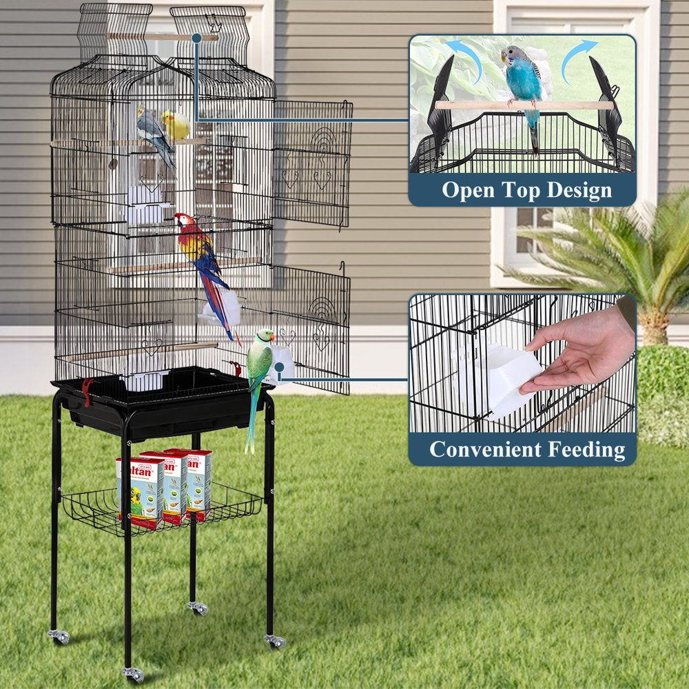 Dkeli Bird Cage with Stand Parrot Cages for Large Birds Parakeet Cage with Play Top & Rolling Stand for Medium Canaries, Lovebirds, Cockatiels, Parrots Animals & Pet Supplies > Pet Supplies > Bird Supplies > Bird Cages & Stands Dkeli   