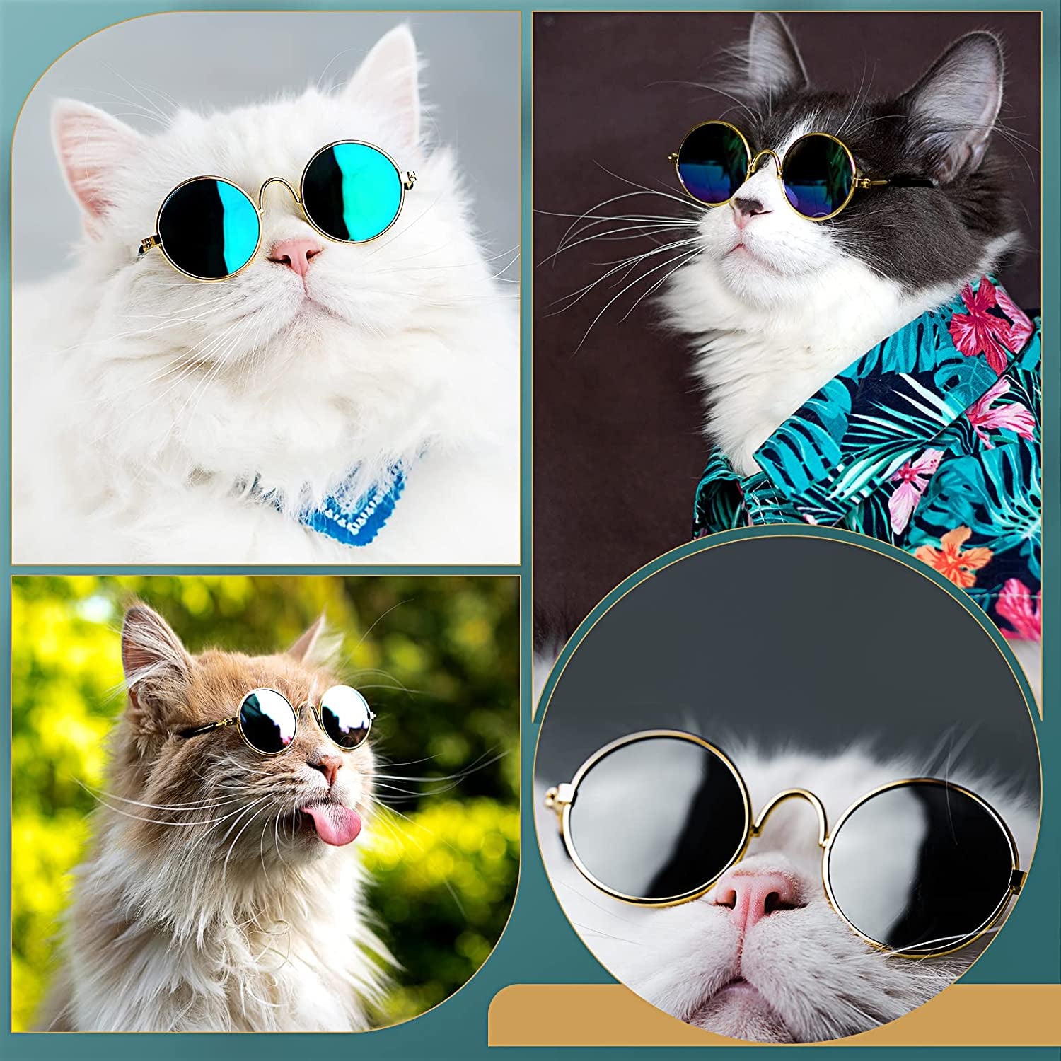 Dog Sunglasses Retro Pet Glasses Doll Glasses Classic round Dog Glasses Metal Cat Puppy Eye Wear Hippie Costumes for Cats and Dogs, Photos Props Cosplay Party Costume Accessories, Black Animals & Pet Supplies > Pet Supplies > Dog Supplies > Dog Apparel Xuniea   