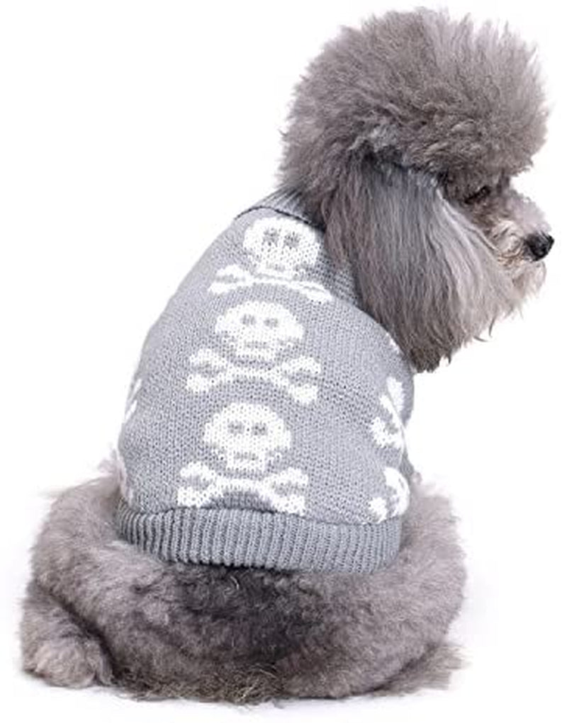 S-Lifeeling Skull Dog Sweater Holiday Halloween Christmas Pet Clothes Soft Comfortable Dog Clothes - Black,Xxl Animals & Pet Supplies > Pet Supplies > Dog Supplies > Dog Apparel PL Grey Dog - Back Length 16" 