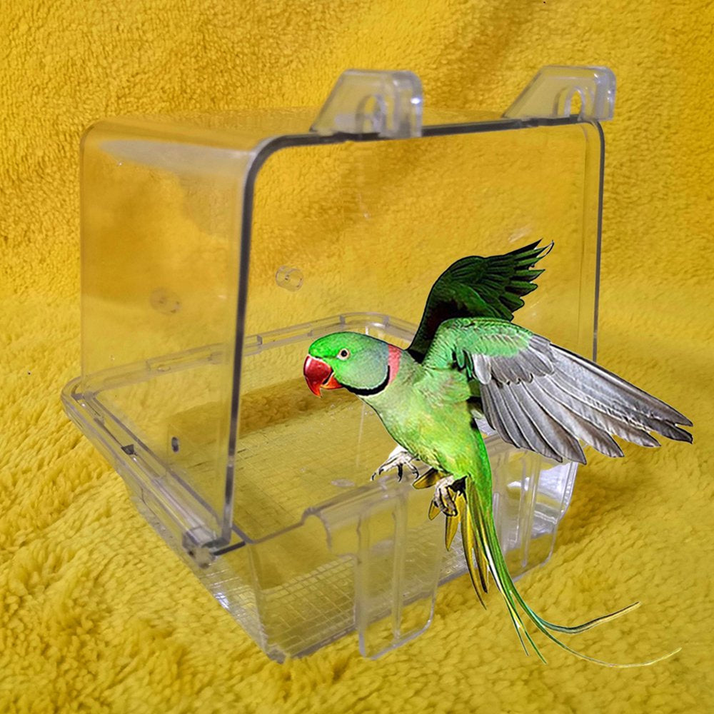 Visland Hanging Cage Mounted Bird Bath Box for Cage Parrot Hanging Bathtub Shower Box Cage Accessory for Small Birds Budgies Lovebirds Canary Animals & Pet Supplies > Pet Supplies > Bird Supplies > Bird Cage Accessories Visland   