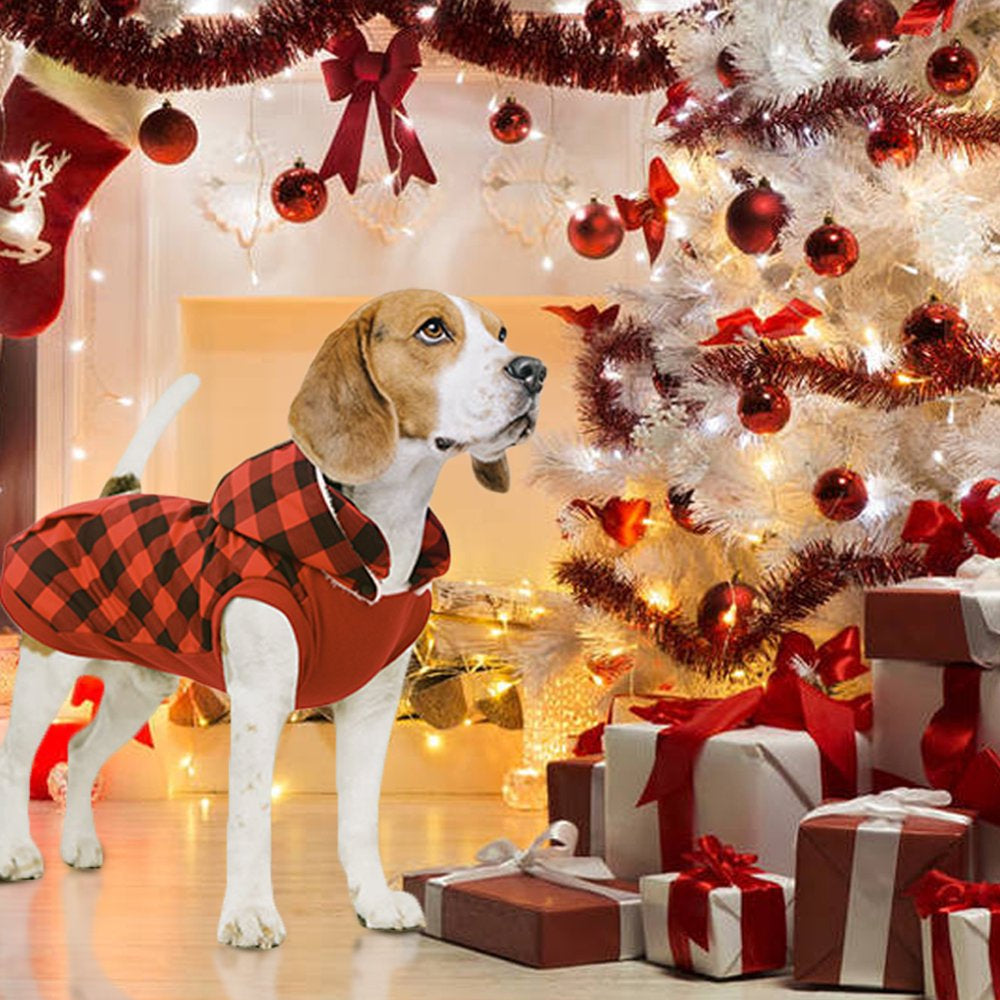 Kuoser British Style Plaid Dog Winter Coat, Windproof Cozy Cold Weather Dog Coat Fleece Lining Dog Apparel Reflective Dog Jacket Dog Vest for Small Medium Dogs with Removable Hat（Xxs-L） Animals & Pet Supplies > Pet Supplies > Dog Supplies > Dog Apparel Kuoser   