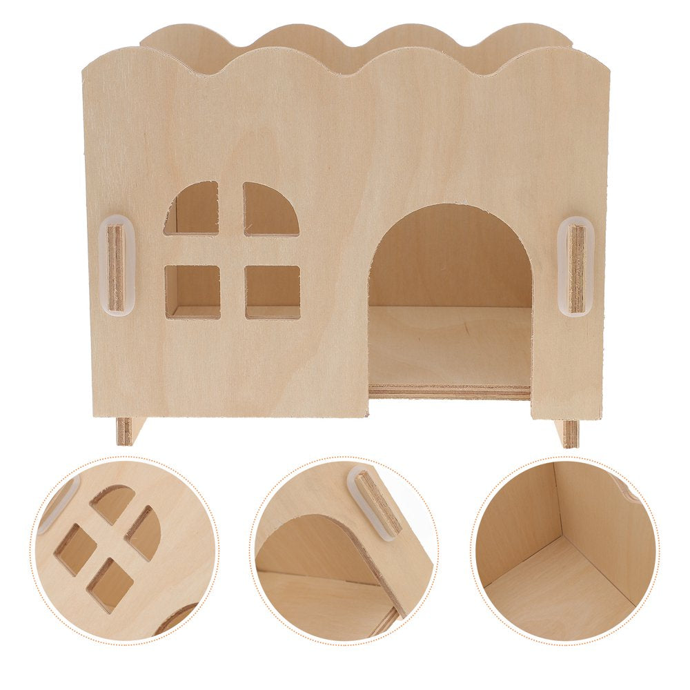 Etereauty Hamster Wooden House Natural Cave Habitat Chews Fence Chew Wood Small Animal Rats Hut Cage Hideout Squirrel Animals & Pet Supplies > Pet Supplies > Small Animal Supplies > Small Animal Habitats & Cages ETEREAUTY   