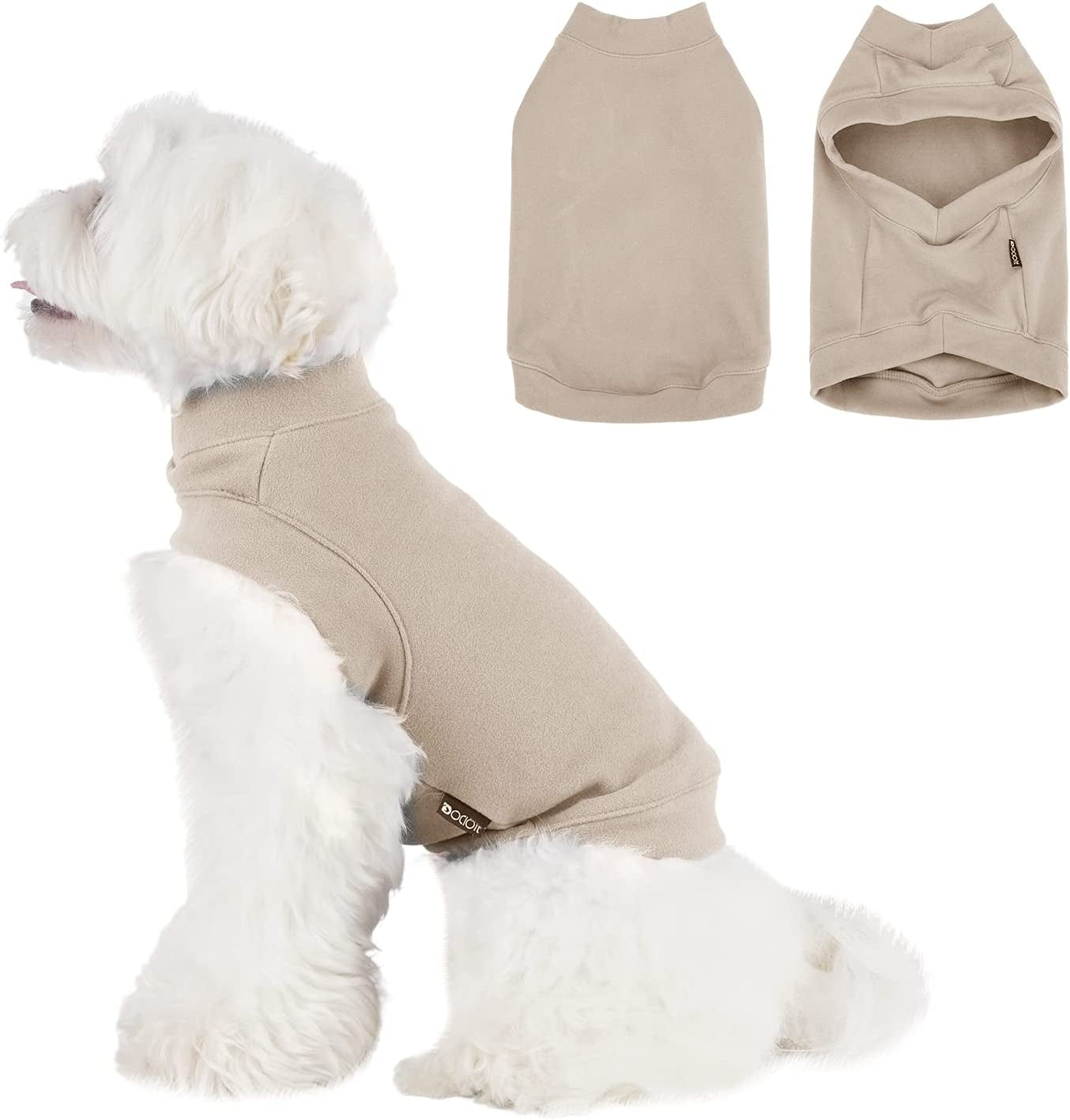 Soft Fleece Dog Sweatshirt - Warm Dog Sweaters for Small Medium Dogs Cats Cold Weather - Cat Sweater Pullover Stretchy Hoodie Easy on - Comfortable Dog Winter Clothes Pet Sweaters Vest for Doggie Animals & Pet Supplies > Pet Supplies > Dog Supplies > Dog Apparel Dociote Brown L 