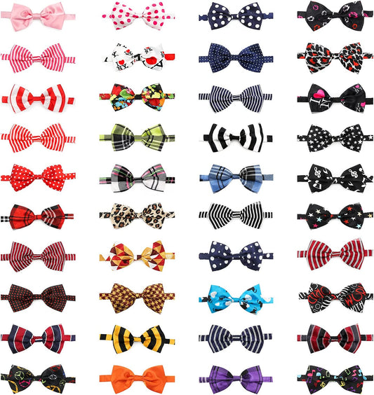 Dog Bow Ties, 40 PCS Segarty Pet Neck Bows, Bulk Pet Bowties with Adjustable Collar, Grooming Bowknot for Christmas Birthday Holiday Valentine Party Dog Photography Accessories Gift for Puppy Dogs Cat Animals & Pet Supplies > Pet Supplies > Dog Supplies > Dog Apparel Segarty 40pcs-vivid  
