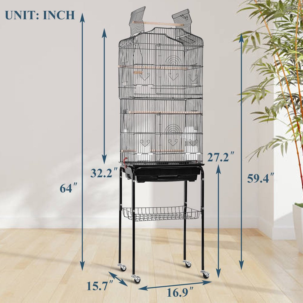 Dkeli Bird Cage with Stand Parrot Cages for Large Birds Parakeet Cage with Play Top & Rolling Stand for Medium Canaries, Lovebirds, Cockatiels, Parrots Animals & Pet Supplies > Pet Supplies > Bird Supplies > Bird Cages & Stands Dkeli   