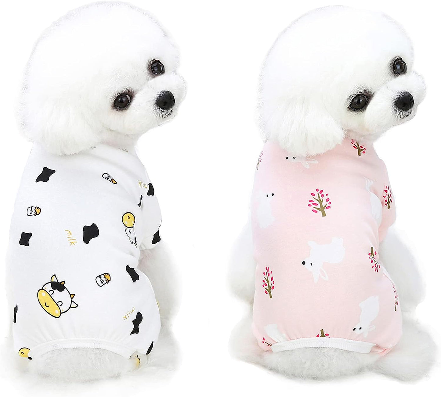 2 Pieces Dog Pajamas Cute Funny Printed for Cotton Puppy Clothes Holiday Festival Party Dogs Costumes Doggie Shirts Cat Outfits Dog Sweatshirt for Small Dogs Cats Boy Girl Clothes Animals & Pet Supplies > Pet Supplies > Dog Supplies > Dog Apparel LifeWheel 2 Pieces Dogs Pajamas Small 