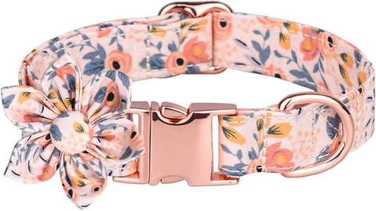 Bow Tie for Cats Breakaway 3 Adjustable Sizes Personalized Dog Collars with Flower Tie Cotton Girls Dog Collar with Metal Buckle Puppy Collars Animals & Pet Supplies > Pet Supplies > Dog Supplies > Dog Apparel HonpraD Pink Large 