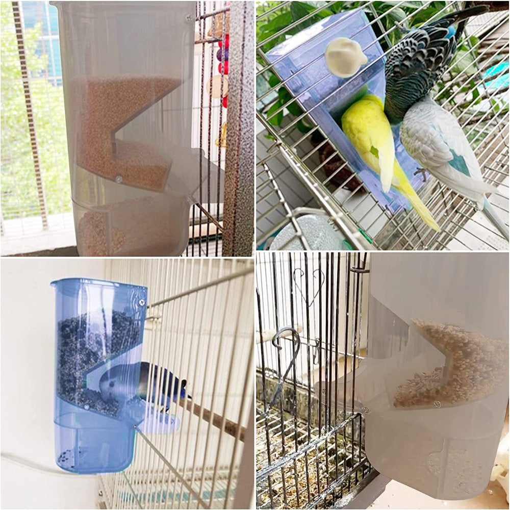 Parrot Automatic Feeder No Mess Bird Feeder for Cage Parakeet Seed Food Container Plastic Lovebirds Cage Accessories for Small Conures Budgies Canary Finches(Blue) Animals & Pet Supplies > Pet Supplies > Bird Supplies > Bird Cage Accessories Znfrt   