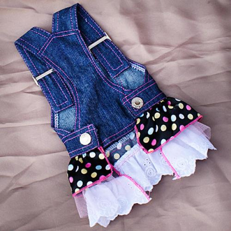 Pet Dog Puppy Denim Dre Skirt Clothes Apparel Pink Sequin Heart Pocket XS Animals & Pet Supplies > Pet Supplies > Dog Supplies > Dog Apparel SunniMix   