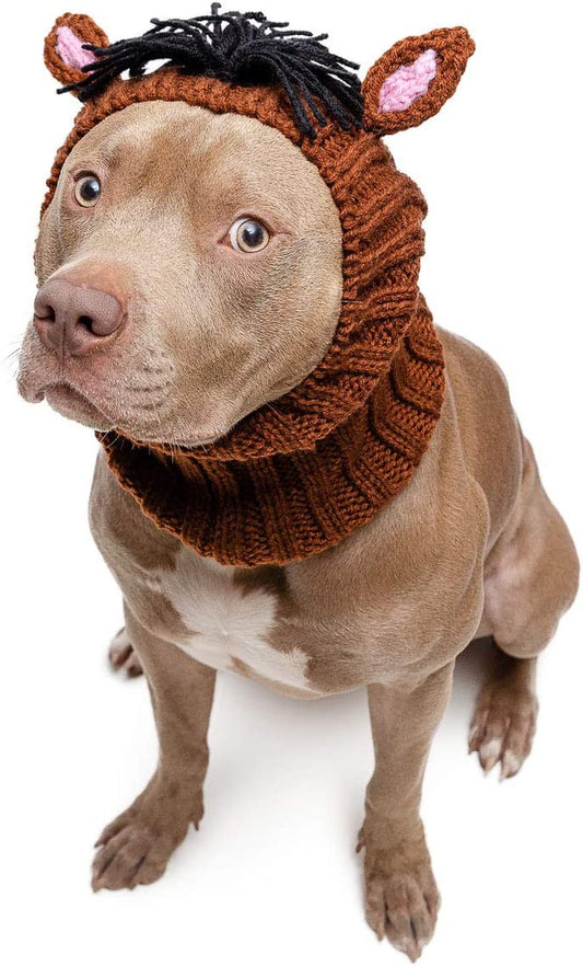 Zoo Snoods Horse Dog Costume, Large - Warm No Flap Ear Wrap Hood for Pets, Dog Outfit for Winter, Halloween, Christmas & New Year, Soft Yarn Ear Covers Animals & Pet Supplies > Pet Supplies > Dog Supplies > Dog Apparel Zoo Snoods 1 Large 