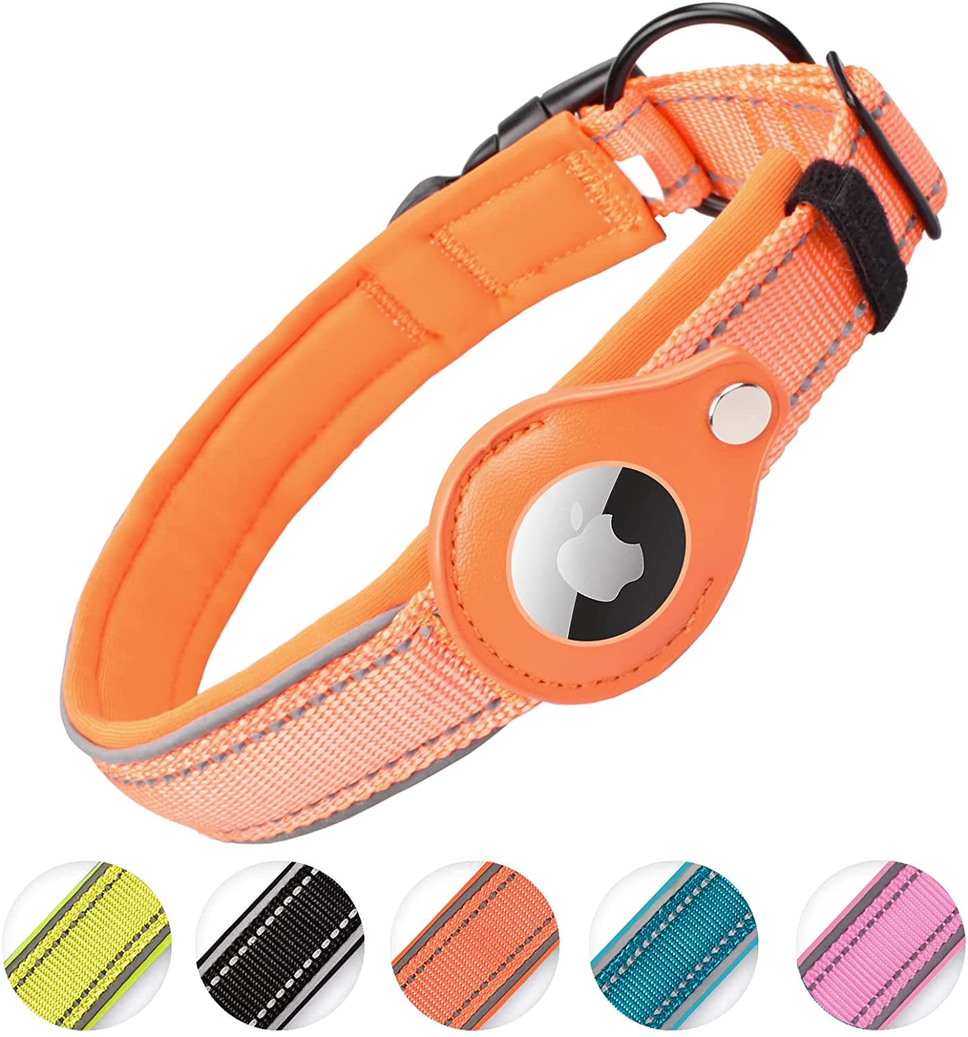 IVIENX Airtag Dog Collar, [Black - Size S] Reflective Apple Airtag Dog Collar, Thick Air Tag Dog Collar, Integrated Airtag Dog Collar Holder for Small Medium Large Dogs Electronics > GPS Accessories > GPS Cases ivienx Orange S (Neck 12-15") 