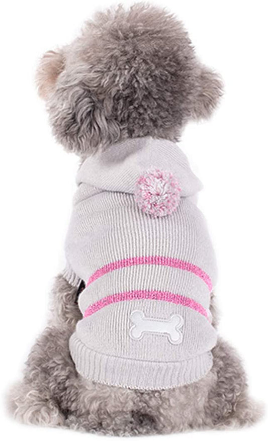 KYEESE Dog Sweaters Reflective Grey Dog Sweater Hoodie Snowflake Pattern with Leash Hole Pullover Warm Pet Sweater Animals & Pet Supplies > Pet Supplies > Dog Supplies > Dog Apparel kyeese (Reflective) Grey Large (11-19lbs) 