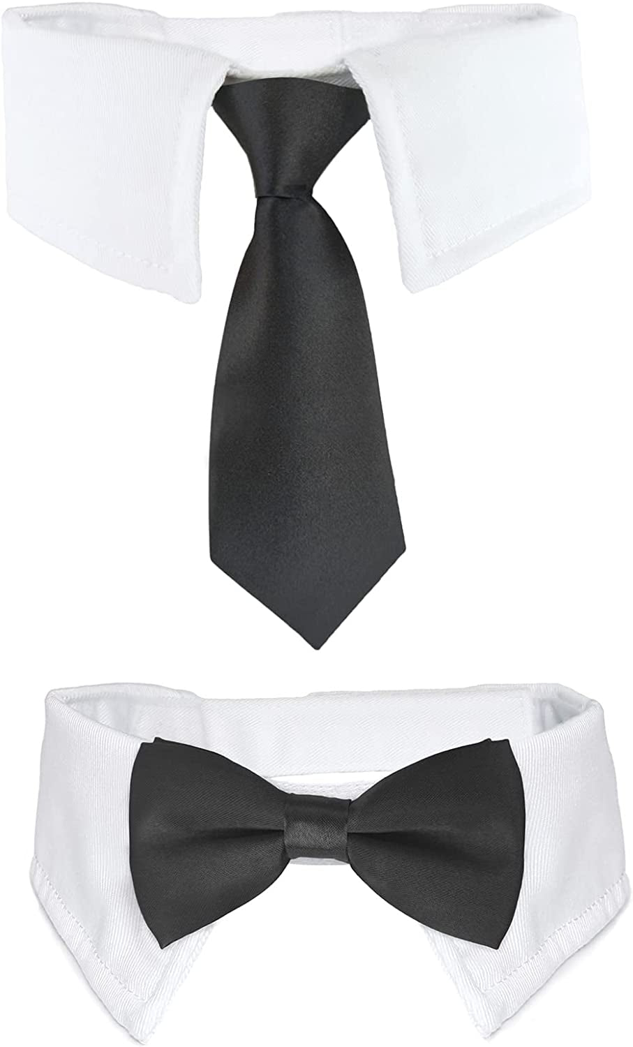 Dog Ties and Bows, KOOLMOX Black Dog Bow and Tie with Shirt White Collar for Medium Large Dogs Cats Tuxedo Tux Suits, Wedding Birthday Valentines Day Costumes, 2 Pack Black Animals & Pet Supplies > Pet Supplies > Dog Supplies > Dog Apparel Koolmox Black Fit Neck Girth: 16.5-22 Inch (Pack of 2) 