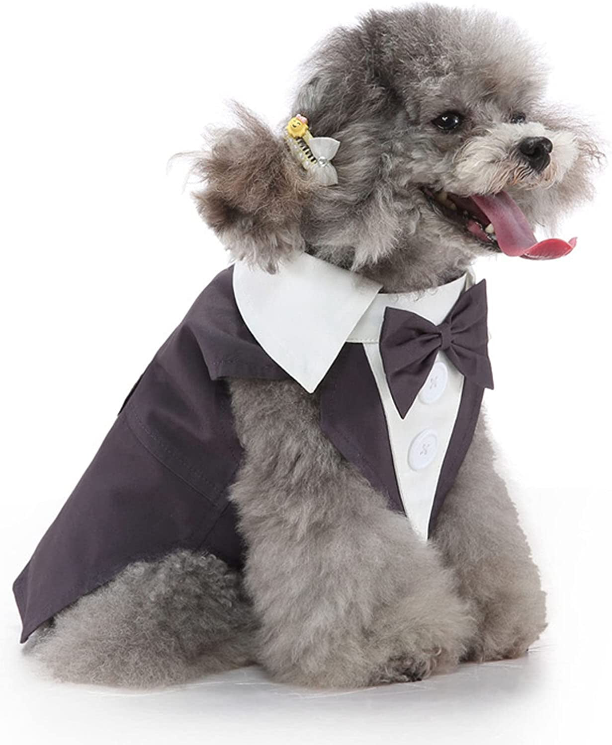 Dog Stylish Suit Bow Tie Costume Dog Formal Clothes Classic Dog Costumes Tuxedo Style Lightweight Comfortable Dog Bow Tie Suit for Wedding Party Puppy Tuxedo Wedding (M) Animals & Pet Supplies > Pet Supplies > Dog Supplies > Dog Apparel Zerodis L  