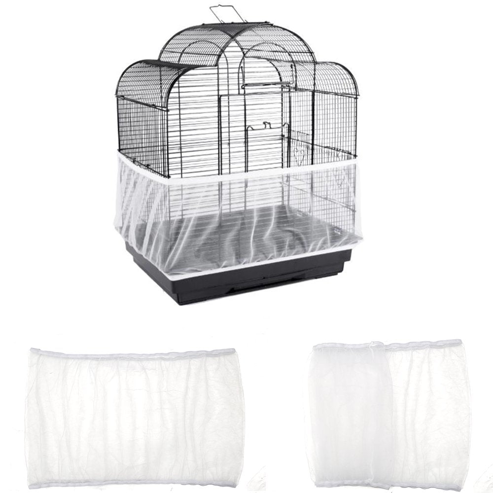 Niyofa Birdcage Cover Adjustable Bird Cage Seed Catcher Nylon Parrot Cage Skirt Washable and Reusable Mesh Pet Bird Cage Skirt Guard Cage Accessories for Square round Cage Animals & Pet Supplies > Pet Supplies > Bird Supplies > Bird Cage Accessories Niyofa White-L  