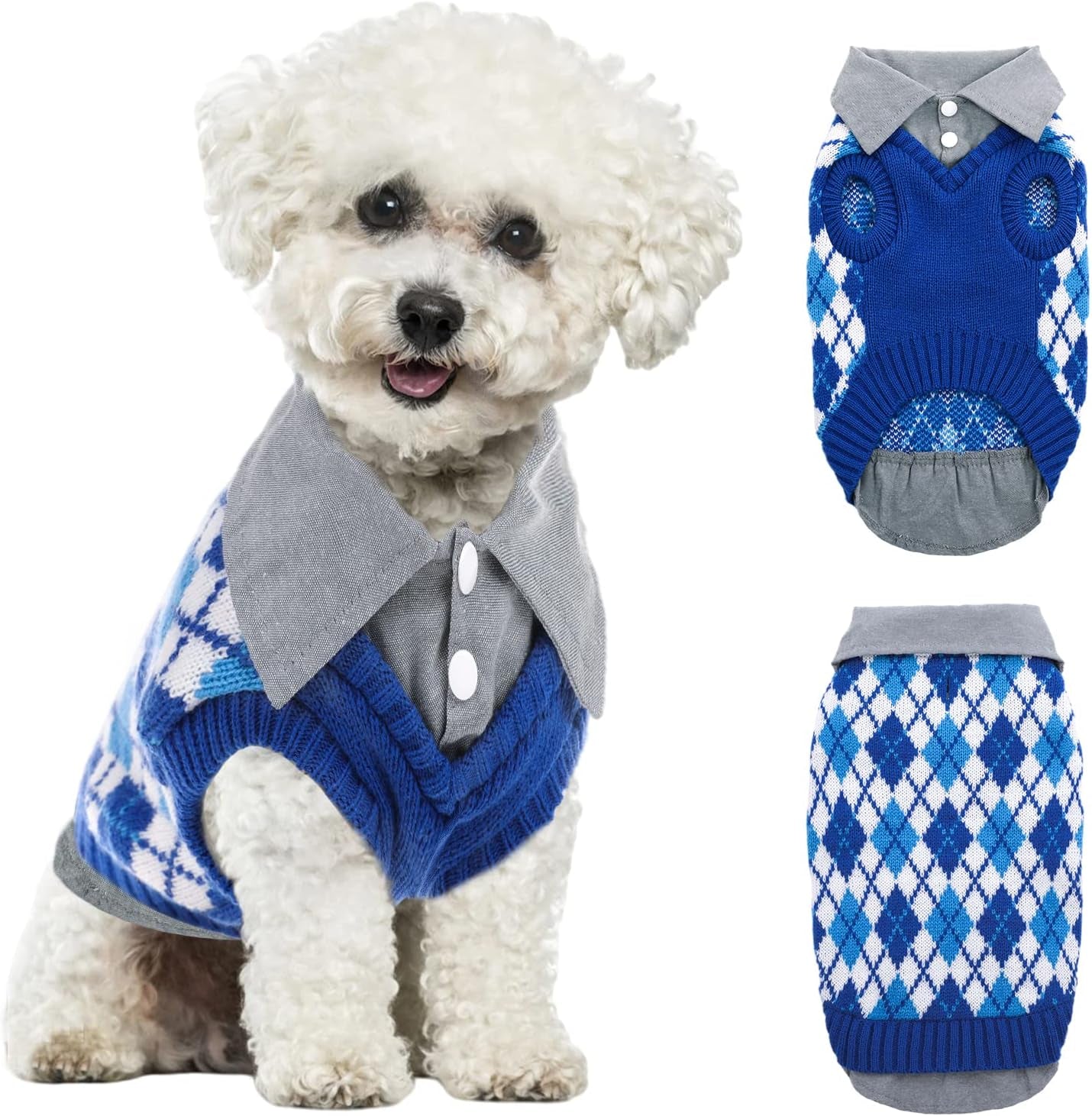 SUNFURA Knitted Dog Sweater Pet Knitwear, Dog Warm Knit Jumper Coat Winter Clothes with Leash Hole and High Stretch, Classic and Soft Puppy Sweatshirts Pullover for Small Medium Dogs Cats, Green S Animals & Pet Supplies > Pet Supplies > Dog Supplies > Dog Apparel SUNFURA Blue X-Small 