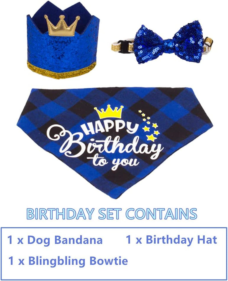 ADOGGYGO Dog Birthday Party Supplies, Dog Birthday Hat Bandana Scarf with Cute Dog Bow Tie for Small Medium Dogs Pets Animals & Pet Supplies > Pet Supplies > Dog Supplies > Dog Apparel ADOGGYGO   