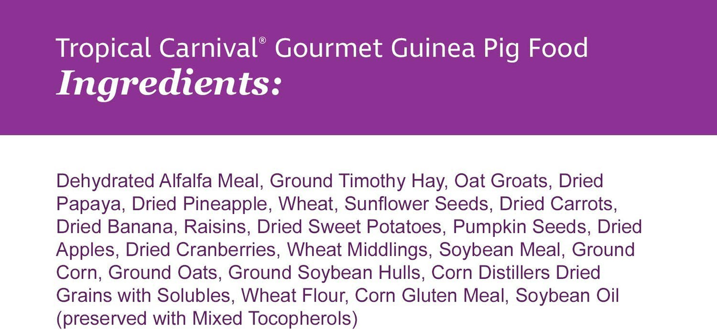 F.M. Brown'S Tropical Carnival Gourmet Guinea Pig Food with Alfalfa and Timothy Hay Pellets - Vitamin-Nutrient Fortified Daily Diet - 5Lb Animals & Pet Supplies > Pet Supplies > Small Animal Supplies > Small Animal Food Brown's   