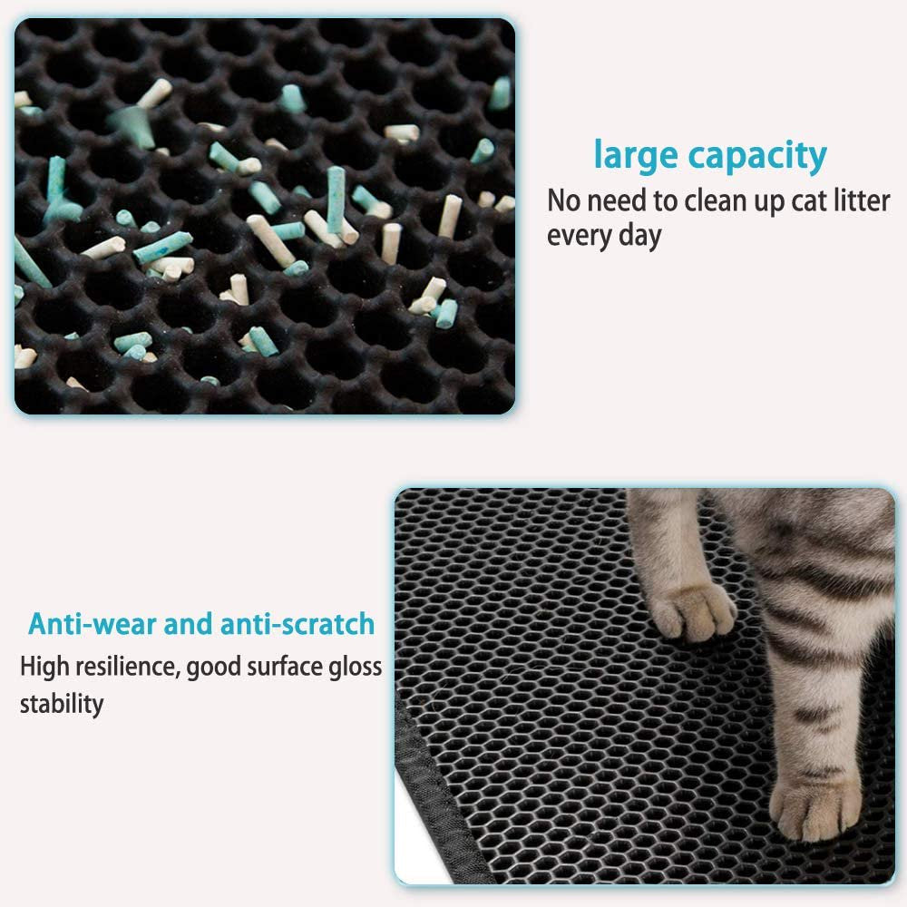 Apehuyuan Cat Litter Mat 12*12 Inches Honeycomb Double Layer Tray Box Rug Exclusive Urine Waterproof Pad Easy Clean Larger Holes Carpet(Black) Animals & Pet Supplies > Pet Supplies > Cat Supplies > Cat Litter Box Mats APEHUYUAN   