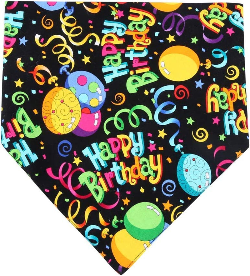 Dog Birthday Bandana Triangle Bibs Scarf Accessories Black Large Animals & Pet Supplies > Pet Supplies > Dog Supplies > Dog Apparel MIAPETTB   