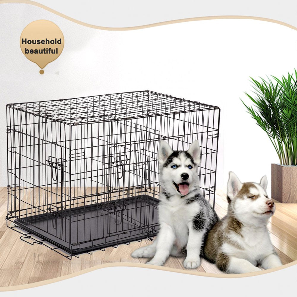 Bestpet Double-Door Metal Dog Crate with Divider and Tray, X-Large, 48"L Animals & Pet Supplies > Pet Supplies > Dog Supplies > Dog Kennels & Runs BestPet 24 L  