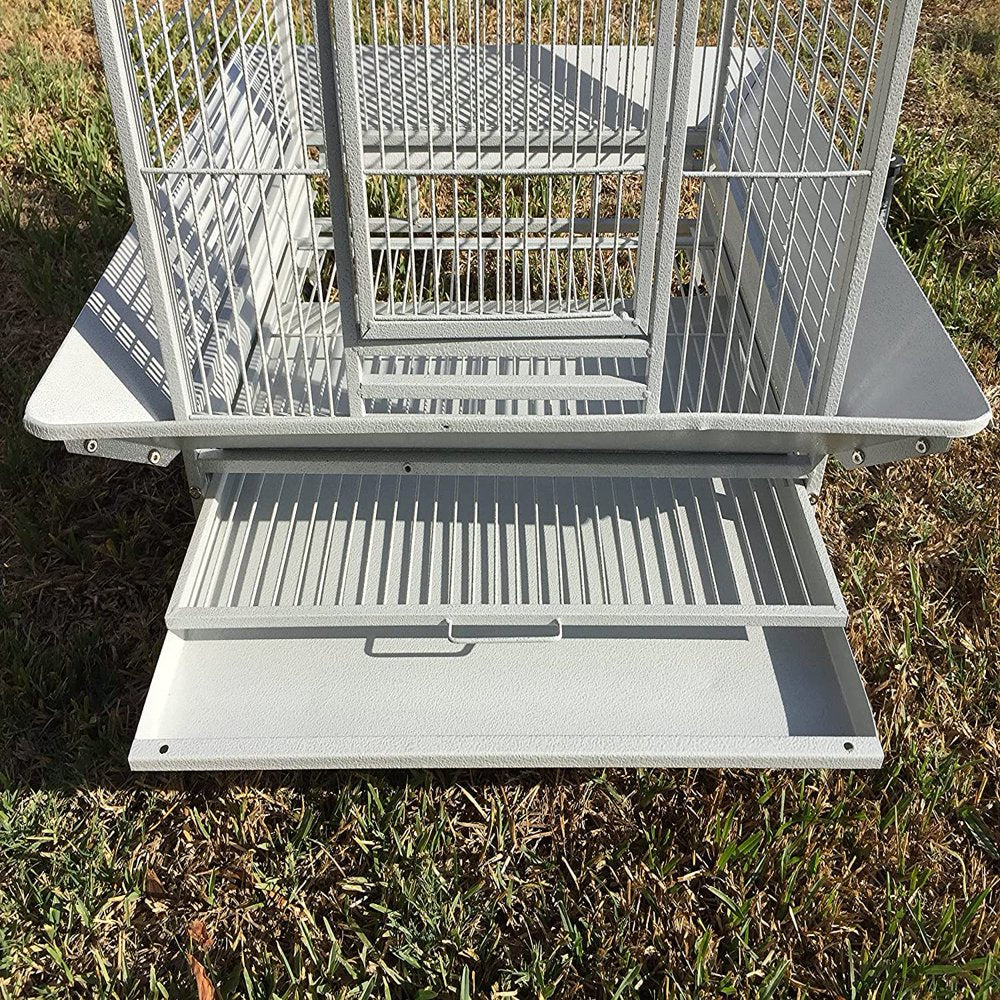 Large Deluxe and Durable Wrought Iron Open Dome Perch Play Top Stand Bird Parrot Rolling Cage, Include Metal Seed Guard Solid Metal Feeder Breeding Doors Animals & Pet Supplies > Pet Supplies > Bird Supplies > Bird Cages & Stands Mcage   