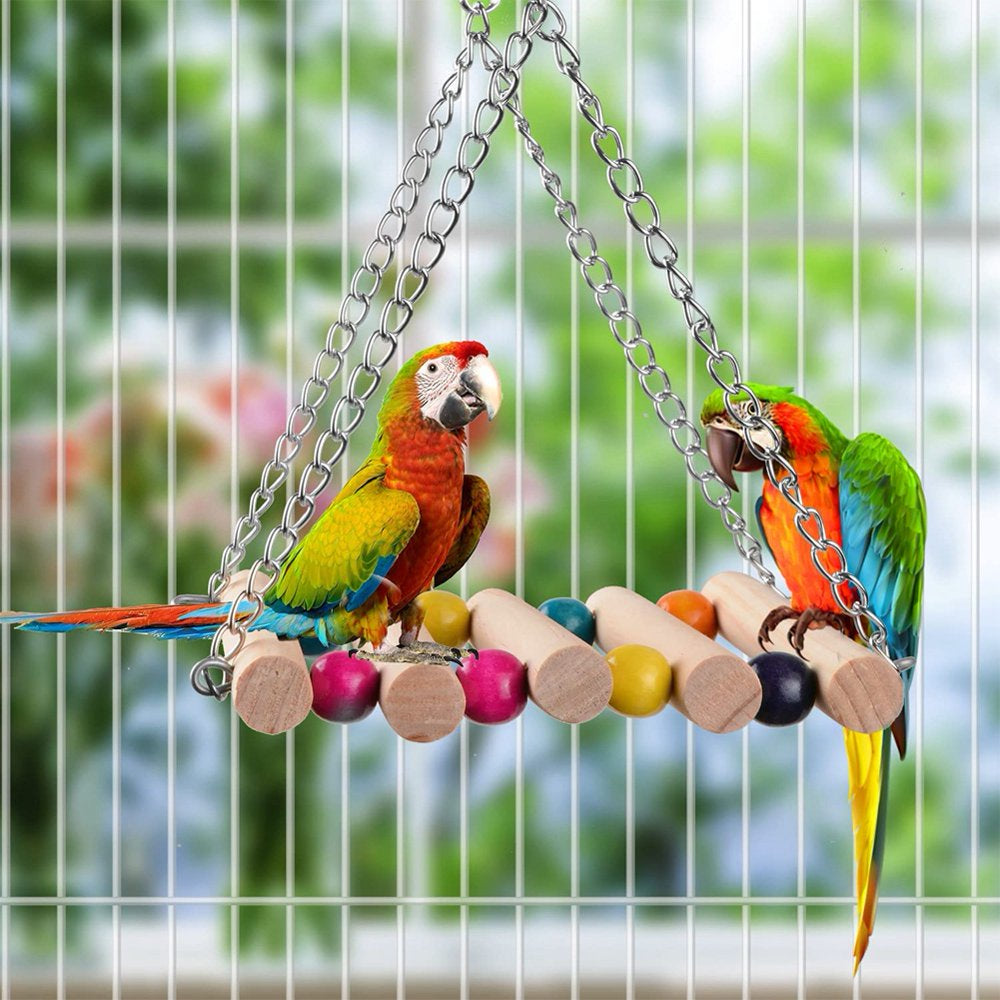 Bird Parrot Toys Swing Hanging Bird Cage Accessories Toy Perch Ladder Chewing Toys Hammock for Parakeets,Cockatiels Animals & Pet Supplies > Pet Supplies > Bird Supplies > Bird Ladders & Perches KOL PET   