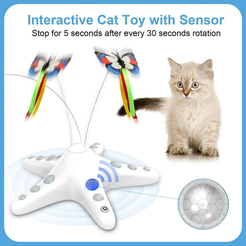 NPET Cat Toy, Interactive Cat Toy for Indoor Cats/Kitten, Automatic Rotating Butterfly Cat Toy with Sensor Switch