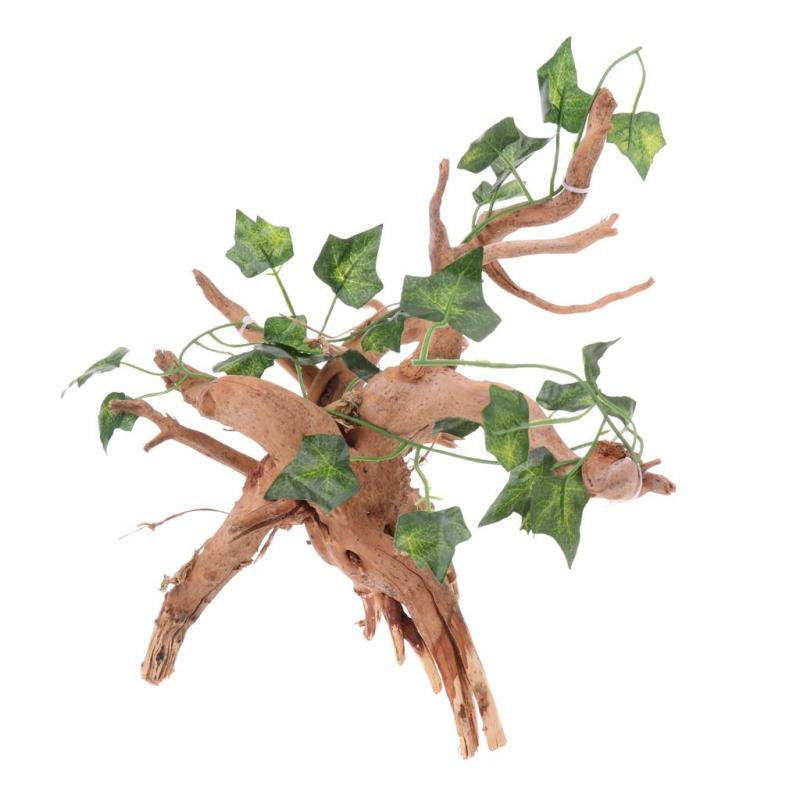 Natural Rhododendron Wood Root with Artificial Vine Leaf- Creates Natural-Looking Habitat for Reptile and Amphibian-Décor & Animals & Pet Supplies > Pet Supplies > Small Animal Supplies > Small Animal Habitat Accessories Magideal   