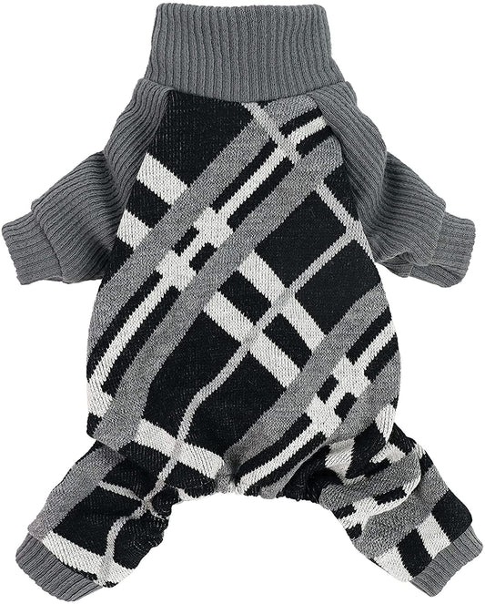 Fitwarm Argyle Dog Pajamas Thermal Knitted Pet Clothes Puppy Sweater Doggie Turtleneck PJS Lightweight Coat Doggy Outfits Cat Jumpsuits Black Medium Animals & Pet Supplies > Pet Supplies > Dog Supplies > Dog Apparel Fitwarm Black Medium 