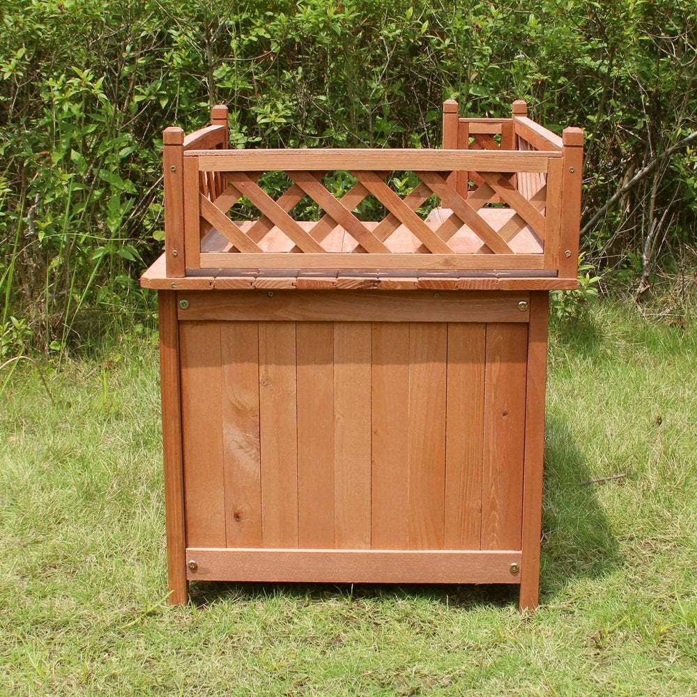 Merry Products Wooden Dog House, Cedar Stain, Small, 21.73"L X 28.54"W X 25.67"H Animals & Pet Supplies > Pet Supplies > Dog Supplies > Dog Houses Merry Products   