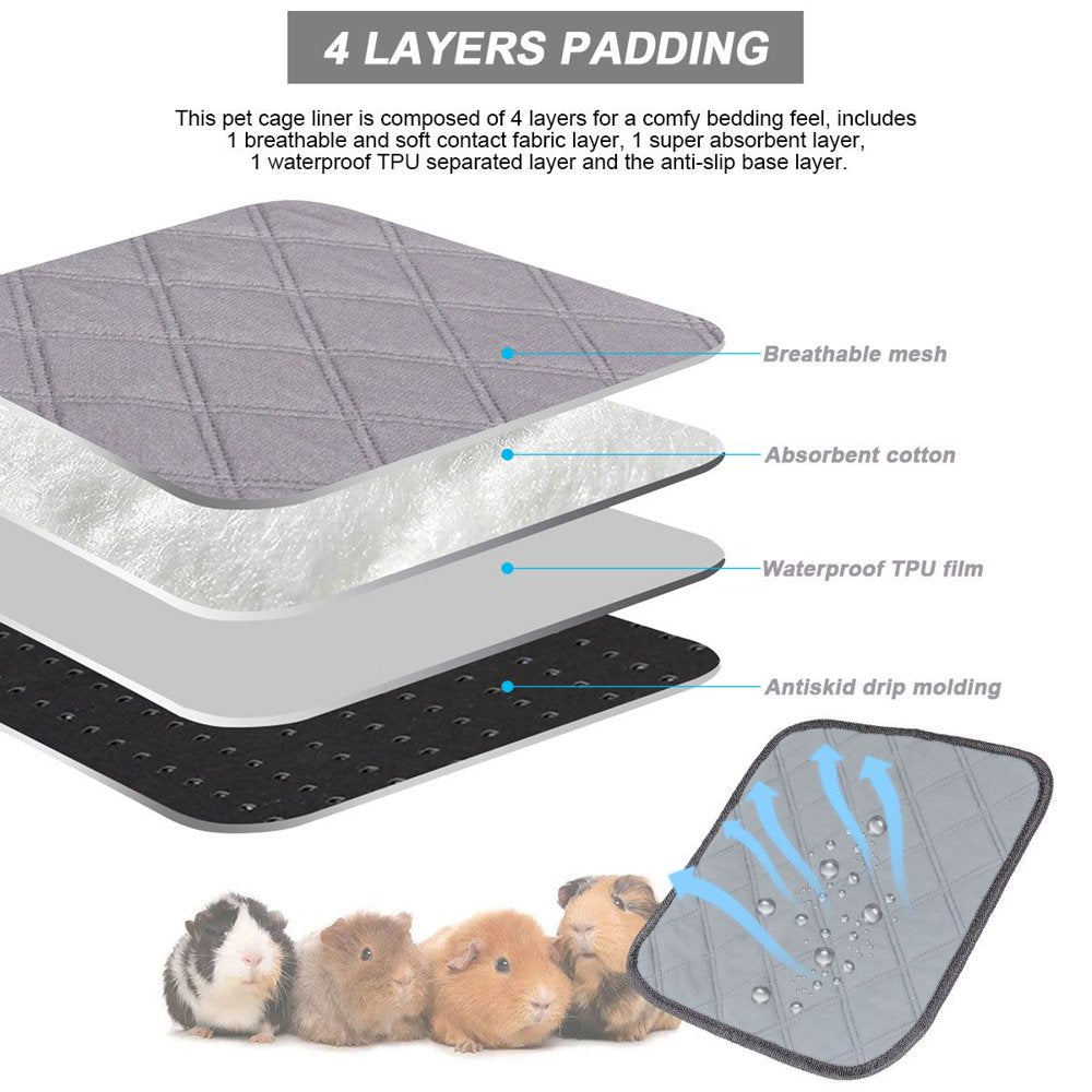 Luxtrada 2 Pack Guinea Pig Cage Liners Waterproof Reusable& anti Slip Guinea Pig Bedding Super Absorbent Pee Pad for Small Animals