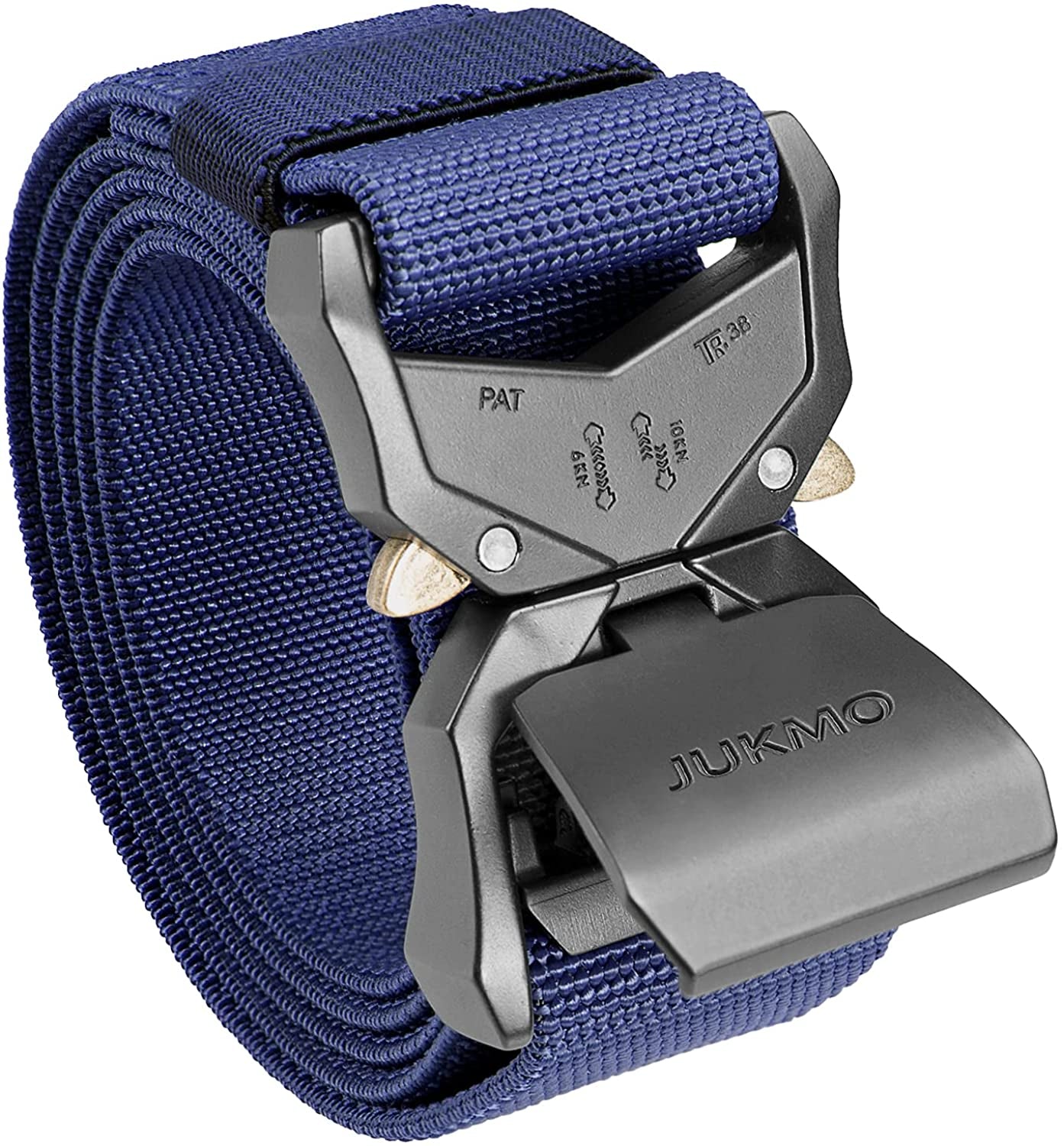 JUKMO Tactical Belt, Military Hiking Rigger 1.5" Nylon Web Work Belt with Heavy Duty Quick Release Buckle Animals & Pet Supplies > Pet Supplies > Dog Supplies > Dog Apparel JUKMO Blue Small-for Waist 30"-36" (Length 45") 