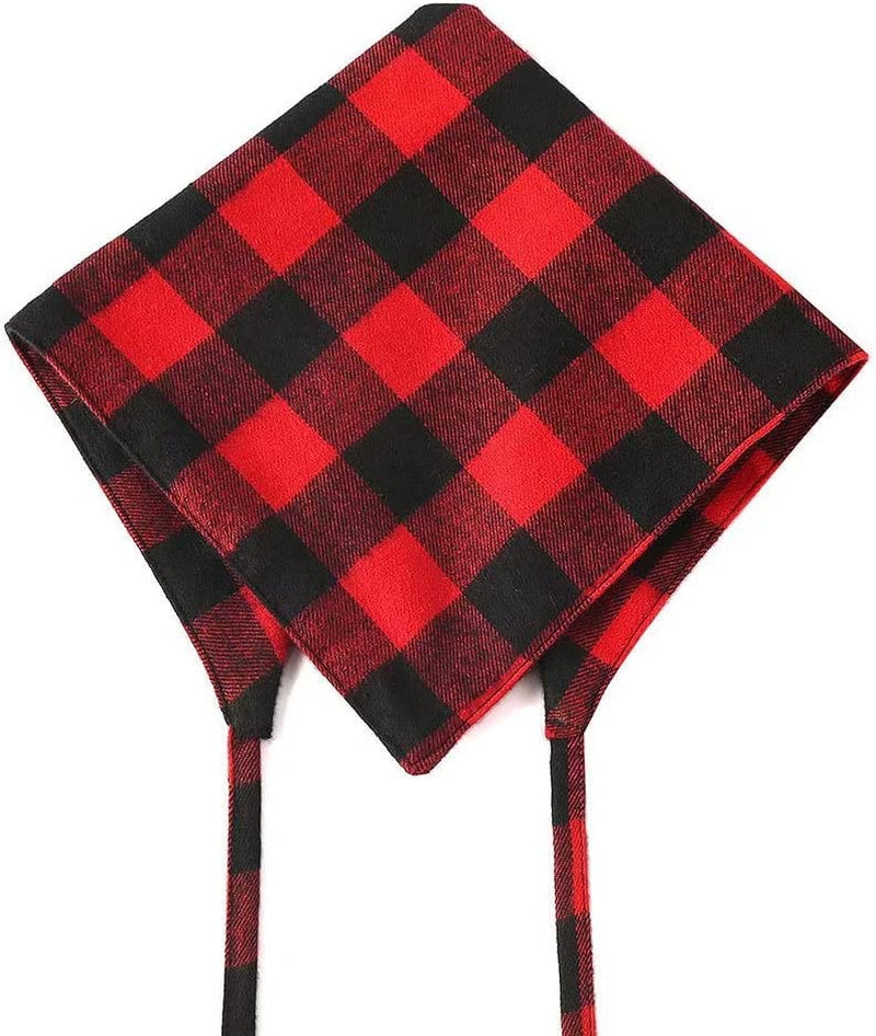 Deedose Dog Bandana 2 Pack Red and Black Plaid Pet Kerchief Triangle Bibs Scarf for Large Medium Small Dogs Puppy Thanksgiving Birthday Party Daily Use Animals & Pet Supplies > Pet Supplies > Dog Supplies > Dog Apparel Deedose   