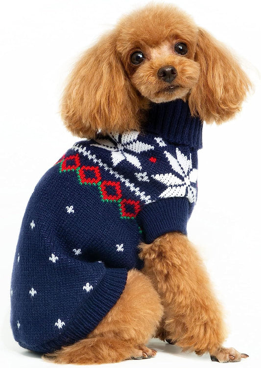 MECHHEIT Dog Sweater Knitted Pet Cat Sweater - Dog Sweaters for Small Dogs, Soft Thickening Warm Pup Dogs Shirt Winter Puppy Sweater for Small Medium Dogs Christmas Sweat Animals & Pet Supplies > Pet Supplies > Dog Supplies > Dog Apparel MECHHEIT Dark Blue X-Small 