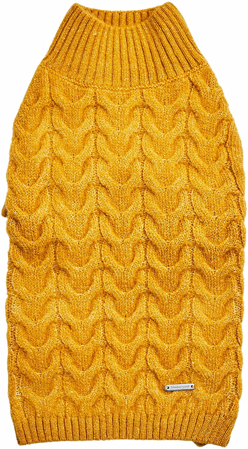 Blueberry Pet Classic Fuzzy Textured Knit Pullover Turtle-Neck Dog Sweater in Mustard Yellow, Back Length 12", Pack of 1 Clothes for Dogs Animals & Pet Supplies > Pet Supplies > Dog Supplies > Dog Apparel Blueberry Pet Mustard Yellow, Turtle-neck 20 inch (Pack of 1) 