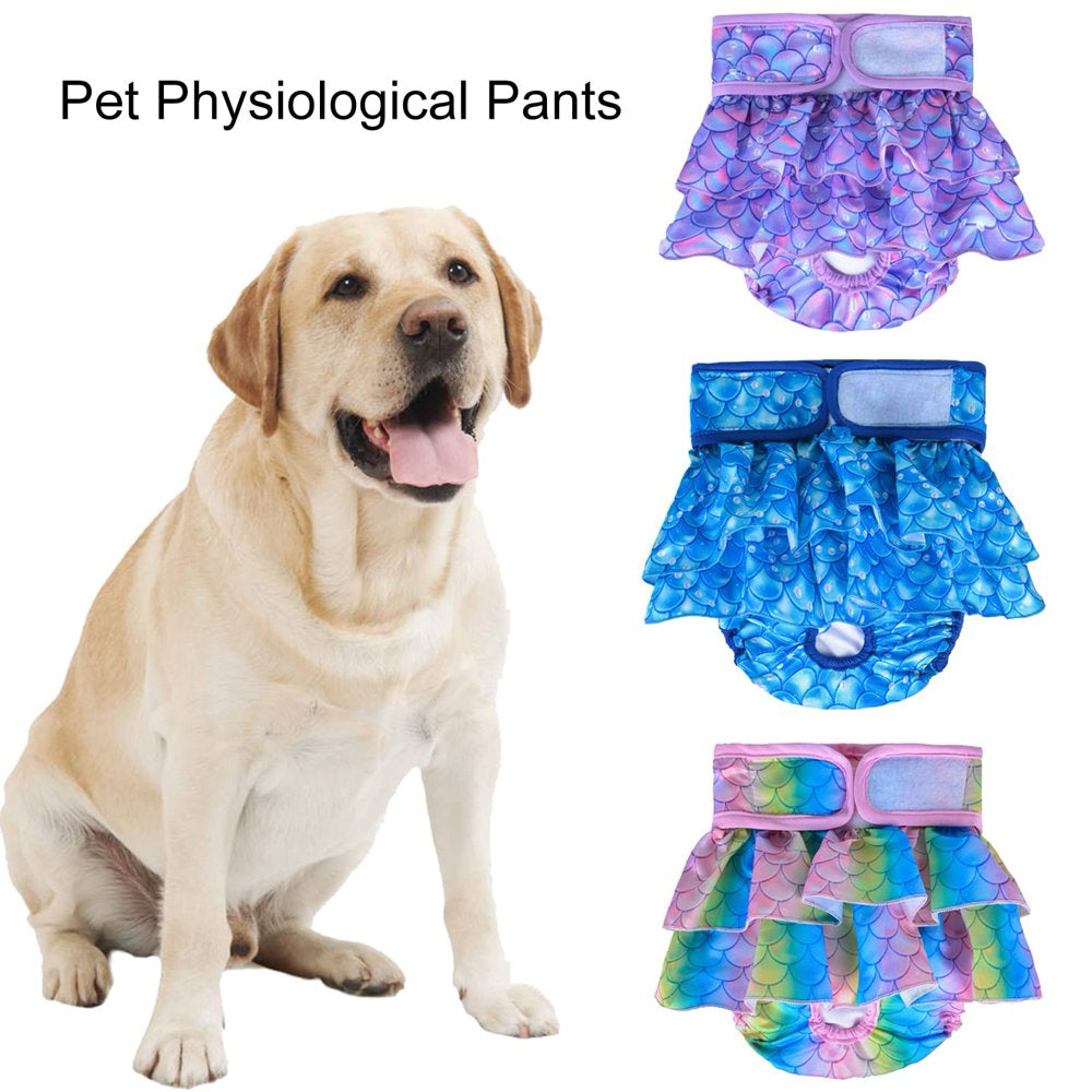 Dog Sanitary Panties - Reusable Washable Polyester Female Dog Diapers, Highly Absorbent Dog Heat Panties Cute Dog Diapers for Girls Purple Mermaid Animals & Pet Supplies > Pet Supplies > Dog Supplies > Dog Diaper Pads & Liners DERTHADEIG   