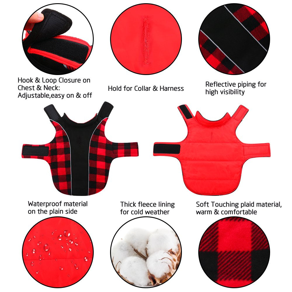 Kuoser Reversible Dog Winter Coat, Reflective Waterproof Dog Jacket, Cotton Lined Vest Windproof Outdoor for Small Medium and Large Dogs Animals & Pet Supplies > Pet Supplies > Dog Supplies > Dog Apparel Kuoser   