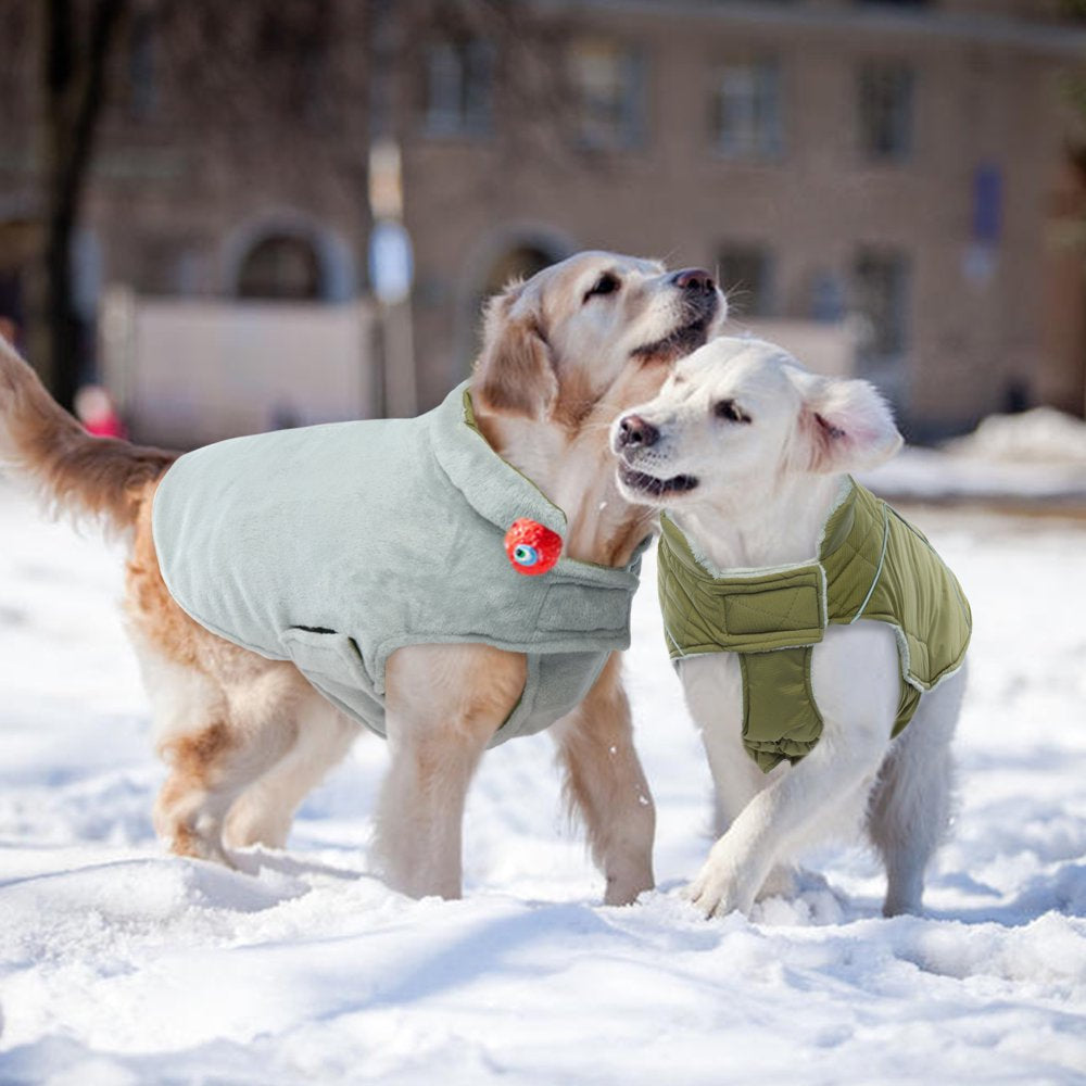 ROZKITCH Dog Winter Coat Cozy Waterproof Windproof Reversible Dog Vest Winter Coat Warm Dog Apparel Furry Collar for Cold Weather Dog Jacket Small Medium Large Dogs Animals & Pet Supplies > Pet Supplies > Dog Supplies > Dog Apparel ROZKITCH   