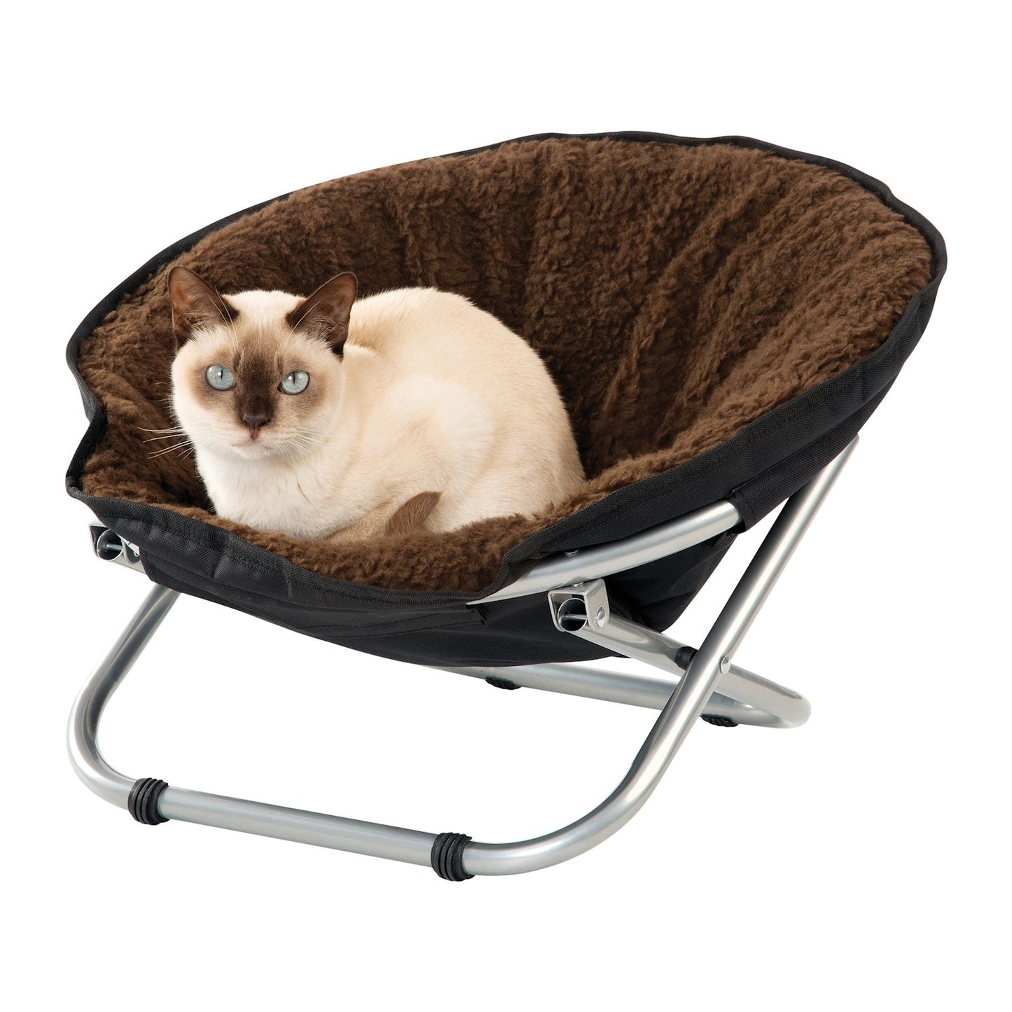 Folding Pet Cot Chair - Cat Bed, Brown Fleece Top Papasan Chair for Sm Animals & Pet Supplies > Pet Supplies > Cat Supplies > Cat Beds Etna   