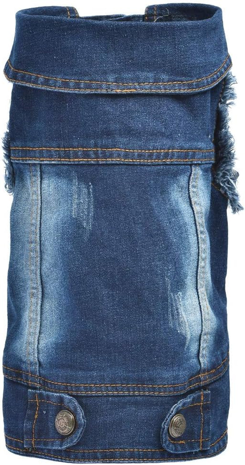 Companet Dog Jean Jacket, Breathable Pet Clothes for Small Medium Dogs Cats,Cool Blue Denim Coat Lapel Vests Classic Puppy Blue Vintage Washed Clothes Scratch Design Animals & Pet Supplies > Pet Supplies > Dog Supplies > Dog Apparel mondon Blue Type 1 X-Small 