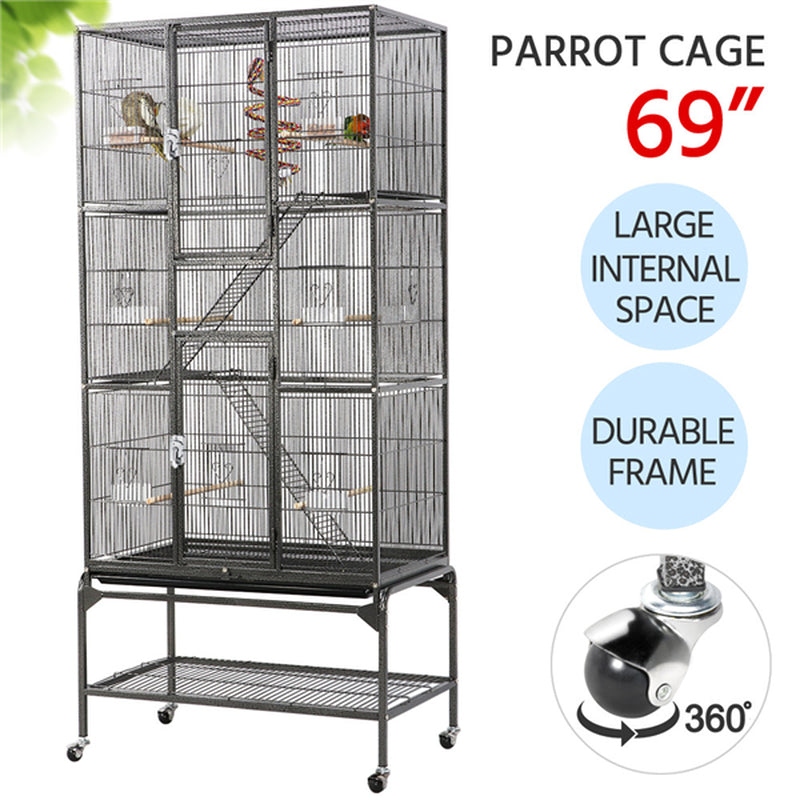 Extra Large Metal Rolling Pet or Bird Cage with Detachable Stand Animals & Pet Supplies > Pet Supplies > Bird Supplies > Bird Cages & Stands Easyfashion   